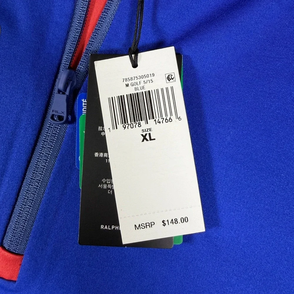 RLX Ralph Lauren Mens Blue Quarter Zip Golf Pullover XL New‎ With Tags